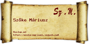 Szőke Máriusz névjegykártya